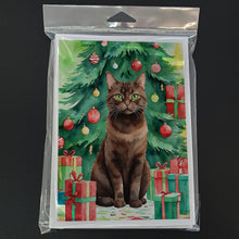 Load image into Gallery viewer, York Chocolate Cat By the Christmas Tree Greeting Cards - Blank Note Cards – 8-Pack of Artist-Designed Cards with Envelopes