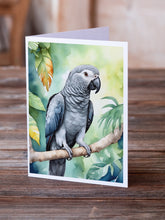 Load image into Gallery viewer, African Grey Parrot Greeting Cards - Blank Note Cards – 8-Pack of Artist-Designed Cards with Envelopes
