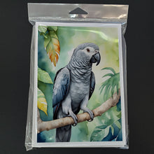 Load image into Gallery viewer, African Grey Parrot Greeting Cards - Blank Note Cards – 8-Pack of Artist-Designed Cards with Envelopes