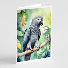Load image into Gallery viewer, African Grey Parrot Greeting Cards - Blank Note Cards – 8-Pack of Artist-Designed Cards with Envelopes