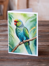 Load image into Gallery viewer, African Ringneck Parrot Greeting Cards - Blank Note Cards – 8-Pack of Artist-Designed Cards with Envelopes