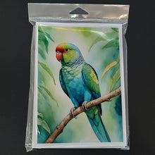Load image into Gallery viewer, African Ringneck Parrot Greeting Cards - Blank Note Cards – 8-Pack of Artist-Designed Cards with Envelopes