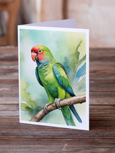 Load image into Gallery viewer, African Ringneck Parrot Greeting Cards - Blank Note Cards – 8-Pack of Artist-Designed Cards with Envelopes