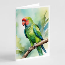 Load image into Gallery viewer, African Ringneck Parrot Greeting Cards - Blank Note Cards – 8-Pack of Artist-Designed Cards with Envelopes