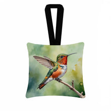 Load image into Gallery viewer, Allens Hummingbird Hanging Square Fabric Ornament 3.5 × 3.5