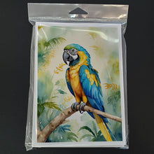 Load image into Gallery viewer, Blue and Gold Macaw Greeting Cards - Blank Note Cards – 8-Pack of Artist-Designed Cards with Envelopes