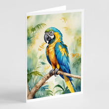 Load image into Gallery viewer, Blue and Gold Macaw Greeting Cards - Blank Note Cards – 8-Pack of Artist-Designed Cards with Envelopes