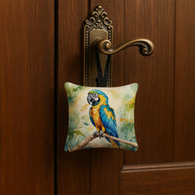 Load image into Gallery viewer, Blue and Gold Macaw Hanging Square Fabric Ornament 3.5 × 3.5