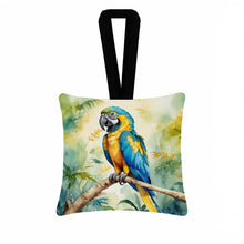 Load image into Gallery viewer, Blue and Gold Macaw Hanging Square Fabric Ornament 3.5 × 3.5