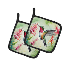 Load image into Gallery viewer, Broadtailed Hummingbird Pot Holders - Set of 2 Decorative Kitchen Helpers | Made in the USA