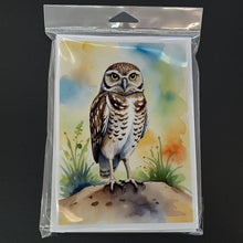Load image into Gallery viewer, Burrowing Owl Greeting Cards - Blank Note Cards – 8-Pack of Artist-Designed Cards with Envelopes