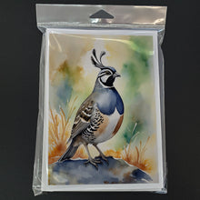 Load image into Gallery viewer, California Quail Greeting Cards - Blank Note Cards – 8-Pack of Artist-Designed Cards with Envelopes