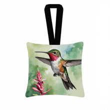 Load image into Gallery viewer, Calliope Hummingbird Hanging Square Fabric Ornament 3.5 × 3.5
