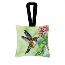 Load image into Gallery viewer, Rubythroated Hummingbird Hanging Square Fabric Ornament 3.5 × 3.5