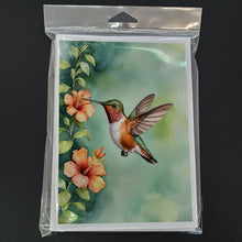 Load image into Gallery viewer, Rufous Hummingbird Greeting Cards - Blank Note Cards – 8-Pack of Artist-Designed Cards with Envelopes