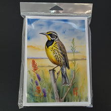 Load image into Gallery viewer, Kansas Western Meadowlark Greeting Cards - Blank Note Cards – 8-Pack of Artist-Designed Cards with Envelopes