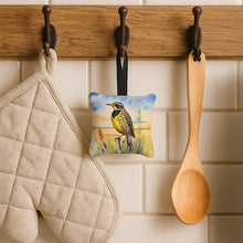 Load image into Gallery viewer, Kansas Western Meadowlark Hanging Square Fabric Ornament 3.5 × 3.5