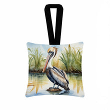 Load image into Gallery viewer, Louisiana Brown Pelican Hanging Square Fabric Ornament 3.5 × 3.5