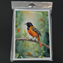 Load image into Gallery viewer, Maryland Baltimore Oriole Greeting Cards - Blank Note Cards – 8-Pack of Artist-Designed Cards with Envelopes