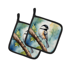 Load image into Gallery viewer, Massachusetts Blackcapped Chickadee Pot Holders - Set of 2 Decorative Kitchen Helpers | Made in the USA