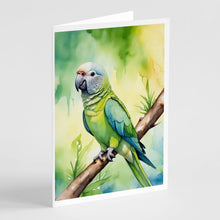 Load image into Gallery viewer, Monk Parakeet Greeting Cards - Blank Note Cards – 8-Pack of Artist-Designed Cards with Envelopes