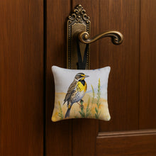Load image into Gallery viewer, Nebraska Western Meadowlark Hanging Square Fabric Ornament 3.5 × 3.5