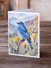 Load image into Gallery viewer, Nevada Mountain Bluebird Greeting Cards - Blank Note Cards – 8-Pack of Artist-Designed Cards with Envelopes