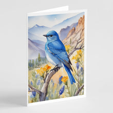 Load image into Gallery viewer, Nevada Mountain Bluebird Greeting Cards - Blank Note Cards – 8-Pack of Artist-Designed Cards with Envelopes