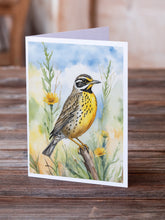 Load image into Gallery viewer, North Dakota Western Meadowlark Greeting Cards - Blank Note Cards – 8-Pack of Artist-Designed Cards with Envelopes