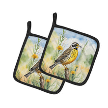 Load image into Gallery viewer, North Dakota Western Meadowlark Pot Holders - Set of 2 Decorative Kitchen Helpers | Made in the USA