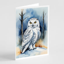 Load image into Gallery viewer, Snowy Owl Greeting Cards - Blank Note Cards – 8-Pack of Artist-Designed Cards with Envelopes