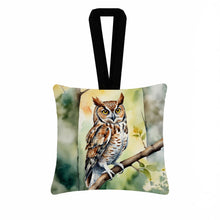Load image into Gallery viewer, Eastern Screech Owl Hanging Square Fabric Ornament 3.5 × 3.5