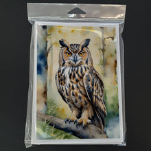 Load image into Gallery viewer, Eurasian Eagle Owl Greeting Cards - Blank Note Cards – 8-Pack of Artist-Designed Cards with Envelopes