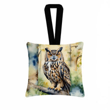 Load image into Gallery viewer, Eurasian Eagle Owl Hanging Square Fabric Ornament 3.5 × 3.5