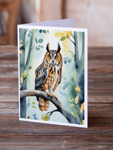 Load image into Gallery viewer, LongEared Owl Greeting Cards - Blank Note Cards – 8-Pack of Artist-Designed Cards with Envelopes