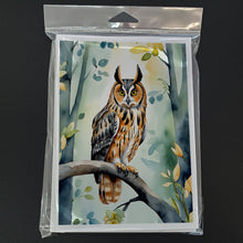 Load image into Gallery viewer, LongEared Owl Greeting Cards - Blank Note Cards – 8-Pack of Artist-Designed Cards with Envelopes