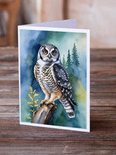 Load image into Gallery viewer, Northern Hawk Owl Greeting Cards - Blank Note Cards – 8-Pack of Artist-Designed Cards with Envelopes