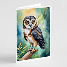 Load image into Gallery viewer, Spectacled Owl Greeting Cards - Blank Note Cards – 8-Pack of Artist-Designed Cards with Envelopes