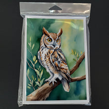 Load image into Gallery viewer, Western Screech Owl Greeting Cards - Blank Note Cards – 8-Pack of Artist-Designed Cards with Envelopes
