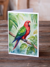 Load image into Gallery viewer, Eclectus Parrot Greeting Cards - Blank Note Cards – 8-Pack of Artist-Designed Cards with Envelopes
