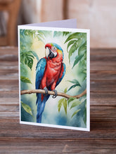 Load image into Gallery viewer, Macaw Parrot Greeting Cards - Blank Note Cards – 8-Pack of Artist-Designed Cards with Envelopes