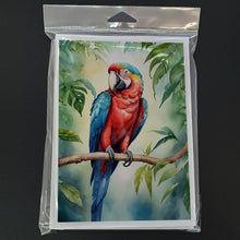 Load image into Gallery viewer, Macaw Parrot Greeting Cards - Blank Note Cards – 8-Pack of Artist-Designed Cards with Envelopes