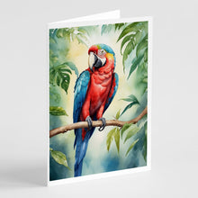 Load image into Gallery viewer, Macaw Parrot Greeting Cards - Blank Note Cards – 8-Pack of Artist-Designed Cards with Envelopes