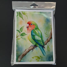Load image into Gallery viewer, Peachfaced Lovebird Greeting Cards - Blank Note Cards – 8-Pack of Artist-Designed Cards with Envelopes