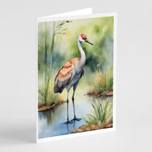 Load image into Gallery viewer, Sandhill Crane Greeting Cards - Blank Note Cards – 8-Pack of Artist-Designed Cards with Envelopes