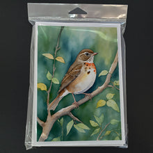 Load image into Gallery viewer, Vermont Hermit Thrush Greeting Cards - Blank Note Cards – 8-Pack of Artist-Designed Cards with Envelopes
