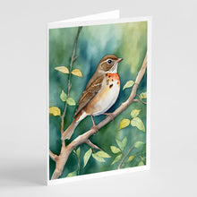 Load image into Gallery viewer, Vermont Hermit Thrush Greeting Cards - Blank Note Cards – 8-Pack of Artist-Designed Cards with Envelopes