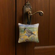 Load image into Gallery viewer, Wyoming Western Meadowlark Hanging Square Fabric Ornament 3.5 × 3.5