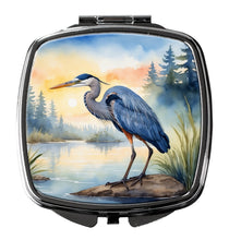 Load image into Gallery viewer, Blue Heron Emerging as the day fades Compact Mirror – Stylish Purse Mirror with Artistic Covers