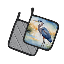 Load image into Gallery viewer, Blue Heron Emerging as the day fades Pot Holders - Set of 2 Decorative Kitchen Helpers | Made in the USA